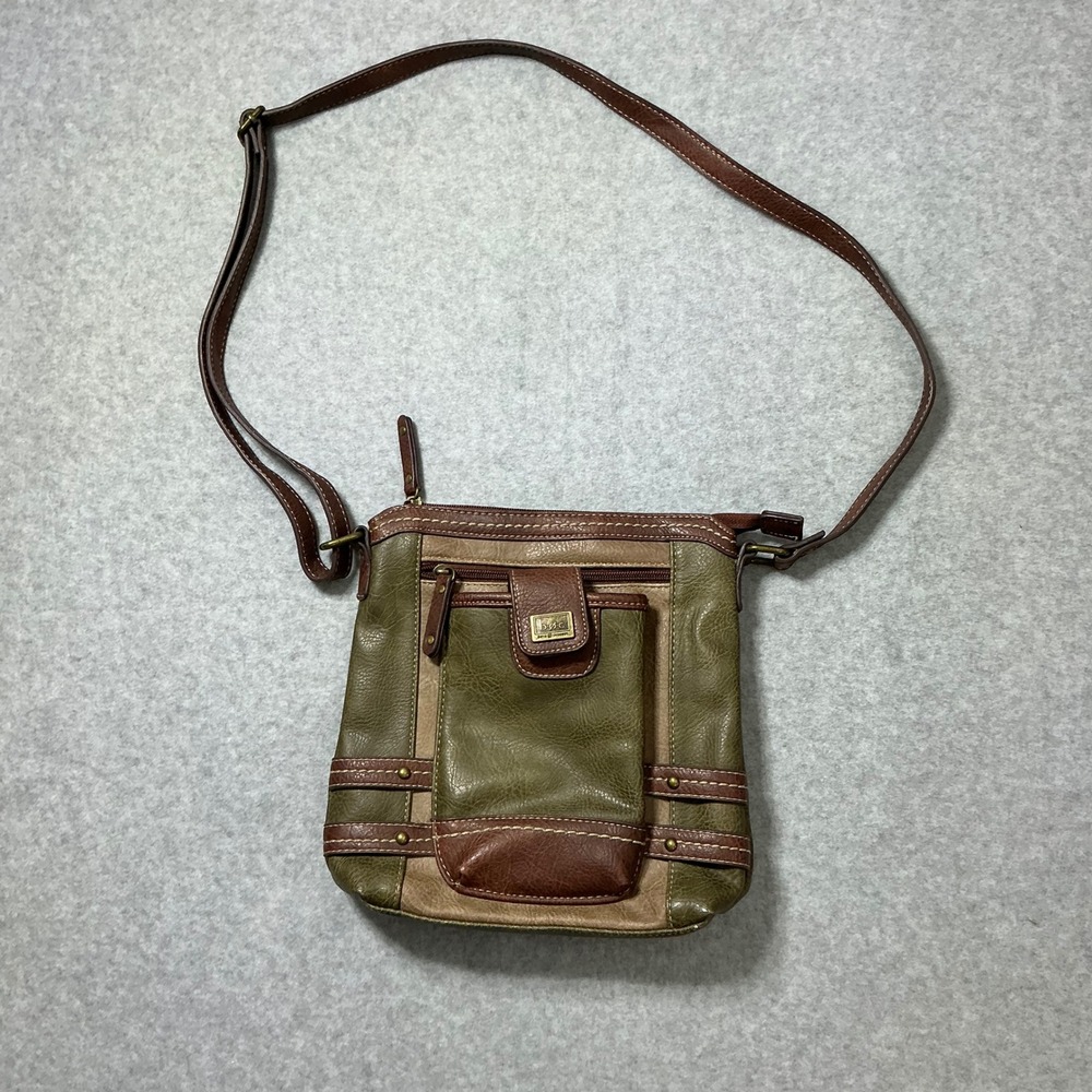 b.o.c. Born Concept Crossbody Bag Earth Tone Green‎ Brown Faux Leather Organizer